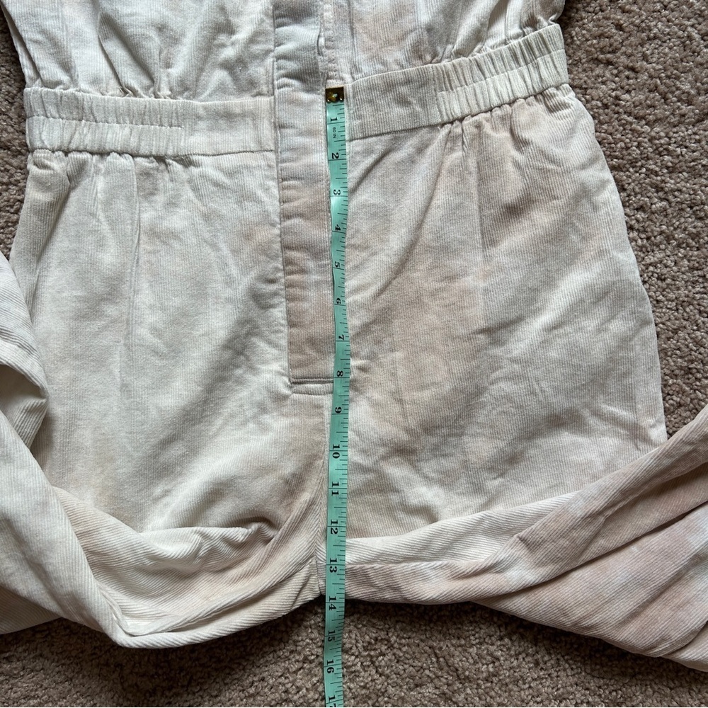 Le Lis Collection Ribbed Tie Dye Cream White Mulitcolor Cotton Jumpsuit Medium - Picture 9 of 11